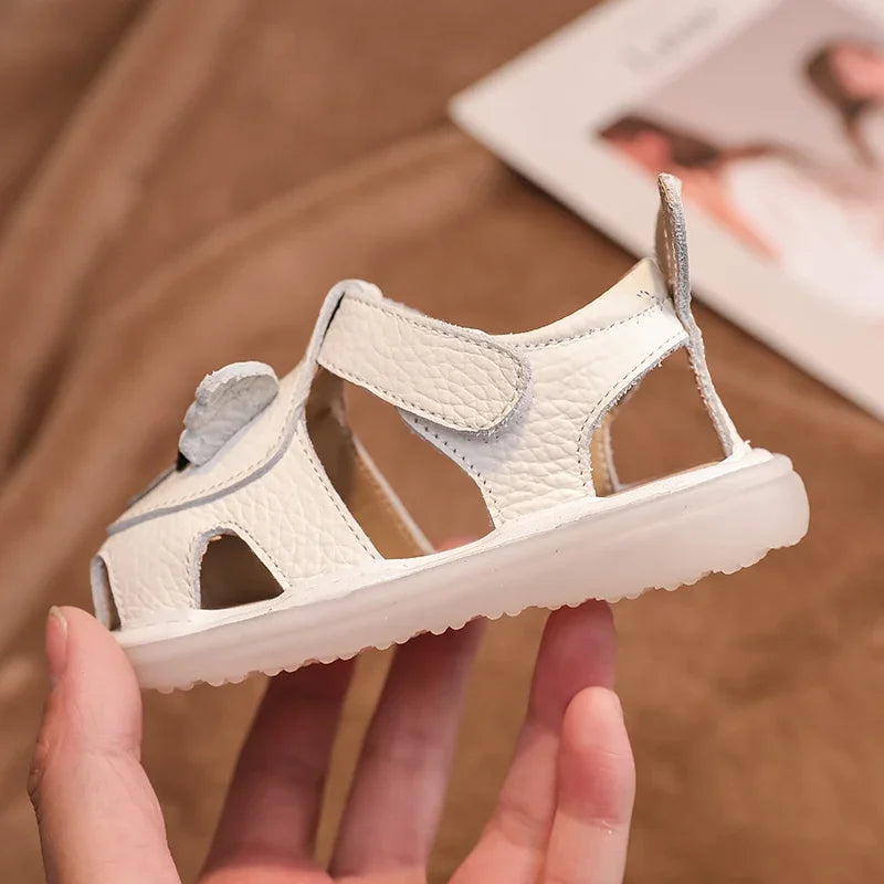 Summer Children Shoes Baby Girls Boys Genuine Leather Sandals Soft Sole Anti Slip Toddler Shoes Cartoon Kids Brach Sandals