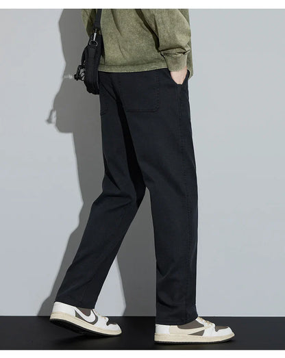 4 Colors New Straight Men's Pants Baggy Casual Lyocell Comfortable Stretch Trousers Male Wide Fashion Korean Pants Streetwear