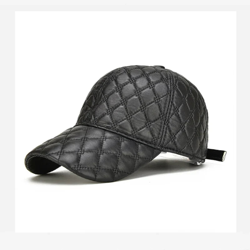 2026  Spring Genuine Sheepskin Leather 55-61CM Black Baseball Caps For Man Casual Street Gf Gorras Dad Hat
