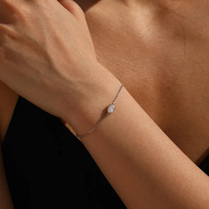 0.8CT D VVS1 Pear Cut Moissanite Bracelets for Women Simple Elegant Wedding Fine Jewerly Dainty Pure S925 Silver Chain