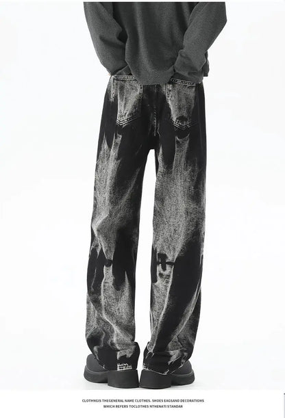 Autumn Men's Baggy Wide Leg Men's Jeans High Street Style Dyed Denim Casual Straight Neutral Wind Baggy Jeans Fashion Versatile