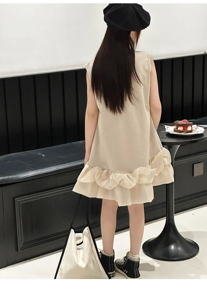 Girl's sleeveless dress new vest dress fluffy little girl princess dress children's summer big child