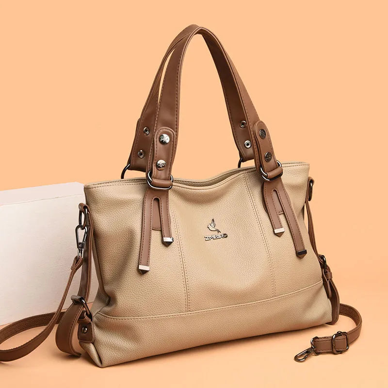 100% Cow Leather Handbag Women Genuine Leather Shoulder Bags Natural High Quality Cowhide Crossbody Large Capacity Messenger Bag