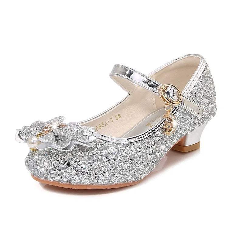 Baby Girls Princess Shoes Party Butterfly Crystal High Heels Sandal Children Dance Glitter Diamond Shoe Kids Walk Show Shoes