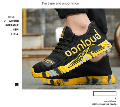 Fashion Sports Shoes Work Boots Puncture-Proof Safety Shoes Men Steel Toe Shoes Security Protective Shoes Indestructible
