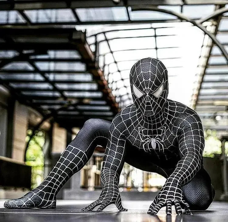 Black Spider Man Toby Costume Slim Fit Jumpsuit Cosplay Superhero Expedition Costume Superhero Zhentai Halloween Party Gifts