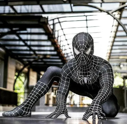 Black Spider Man Toby Costume Slim Fit Jumpsuit Cosplay Superhero Expedition Costume Superhero Zhentai Halloween Party Gifts