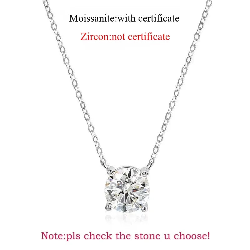1-5CT Rose Gold Color Moissanite Necklace for Women D Color Sparkling Classic Lab Diamon Pendant Sterling Silver 925 100%