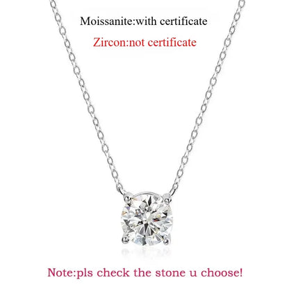1-5CT Rose Gold Color Moissanite Necklace for Women D Color Sparkling Classic Lab Diamon Pendant Sterling Silver 925 100%