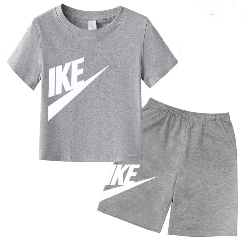 Kids Summer Short Sleeve T-shirt Shorts 2Pcs Set Boy Girl Casual Sport Jogging Suit Toddler 3-12Y
