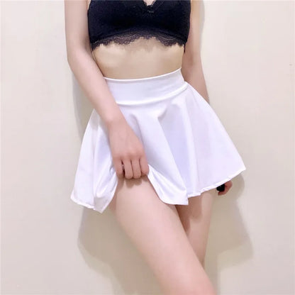 spring summer Fashion High Waist A Line Pleated Mini Bodycon Skirt Sexy Black thin Short Skirts for Women NightClub Wear