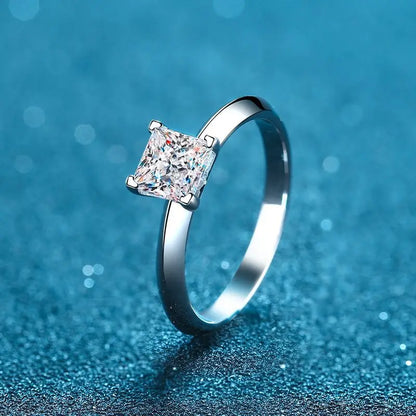 Pricess Cut Moissanite Ring 925 Sterling Sliver 1CT 2CT D VVS1 Lab Diamond with GRA Fine Wedding Rings for Women