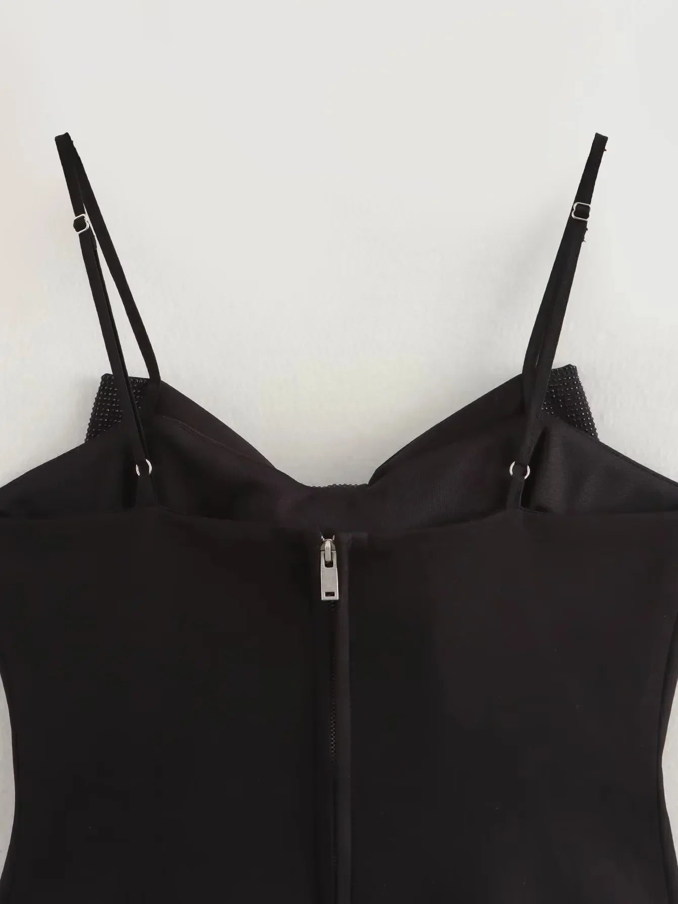 Sequined Bow Women Sling Top Sexy Backless Crop Top Pleated Zippers Female Tank Tops 2025 Spring Lady Streetwear Tops