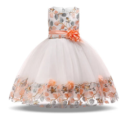 Vestidos de dama de honra de festa de flores de verão para meninas, vestido elegante de baile de casamento de tule de aniversário, vestido de princesa de noite para meninas, fantasias de Natal