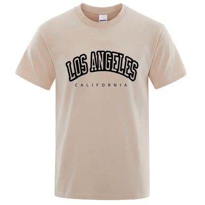 Los Angeles, California Usa City Letter Mens T-Shirts Loose T-Shirts Cotton Breathable T-Shirt Oversized Tops Quality Brand Tops