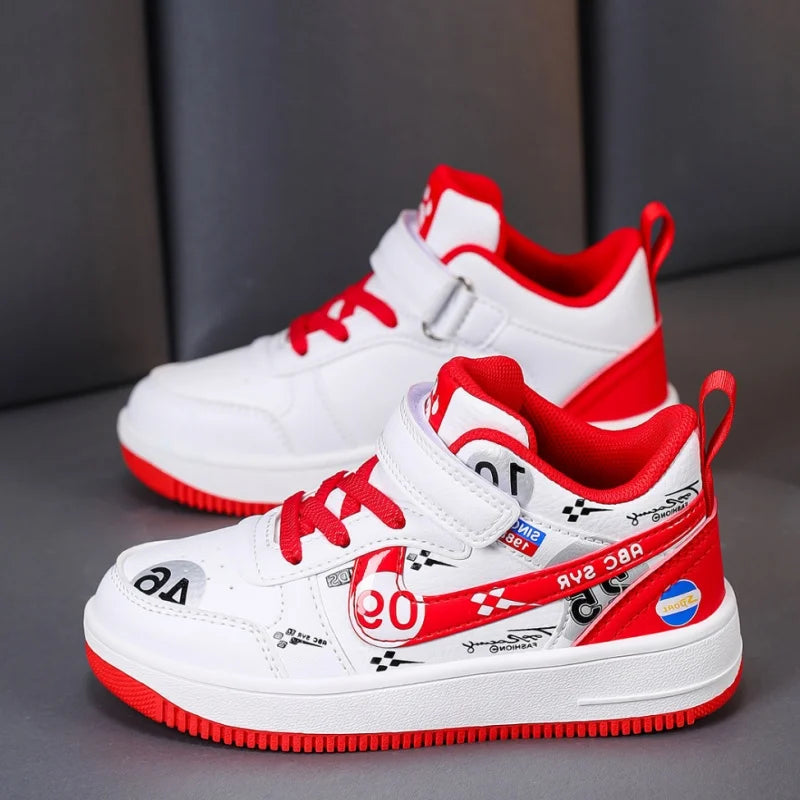Cute girls and boys basketball shoes school activities children's casual shoes low-cut shoes autumn and winter new leather shoes
