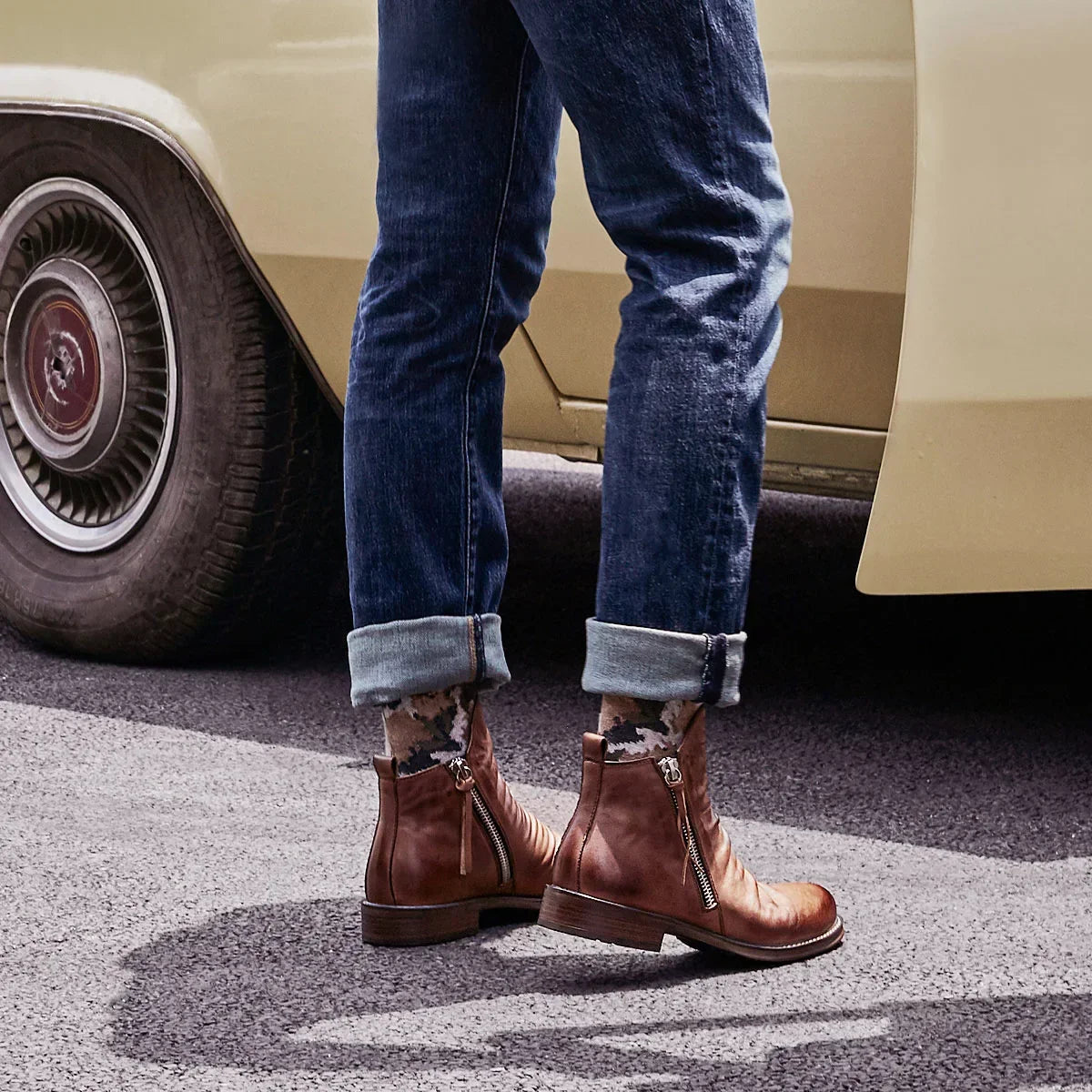 Men's Pu Boots Fashion Chelsea Men's Comfortable High Top Zipper Boots Non-slip Flat  Men's Boots Cowboy