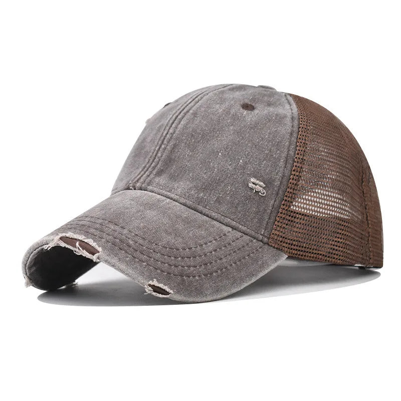 Washed Cotton Mesh Breathable Baseball Cap Made Old Ripped Light Board Caps Men and Women Tide Spring and Summer Vintage Hat