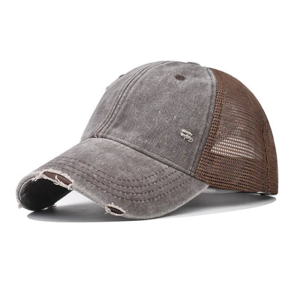 Washed Cotton Mesh Breathable Baseball Cap Made Old Ripped Light Board Caps Men and Women Tide Spring and Summer Vintage Hat