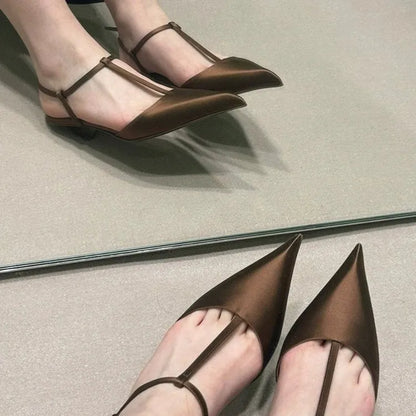 Sapatos Femininos de Salto Alto, Novos Sapatos Sexy de Salto Grosso com Bico Fino e Tira Traseira para Mulheres, Sandálias de Salto Alto para Vestidos de Festa