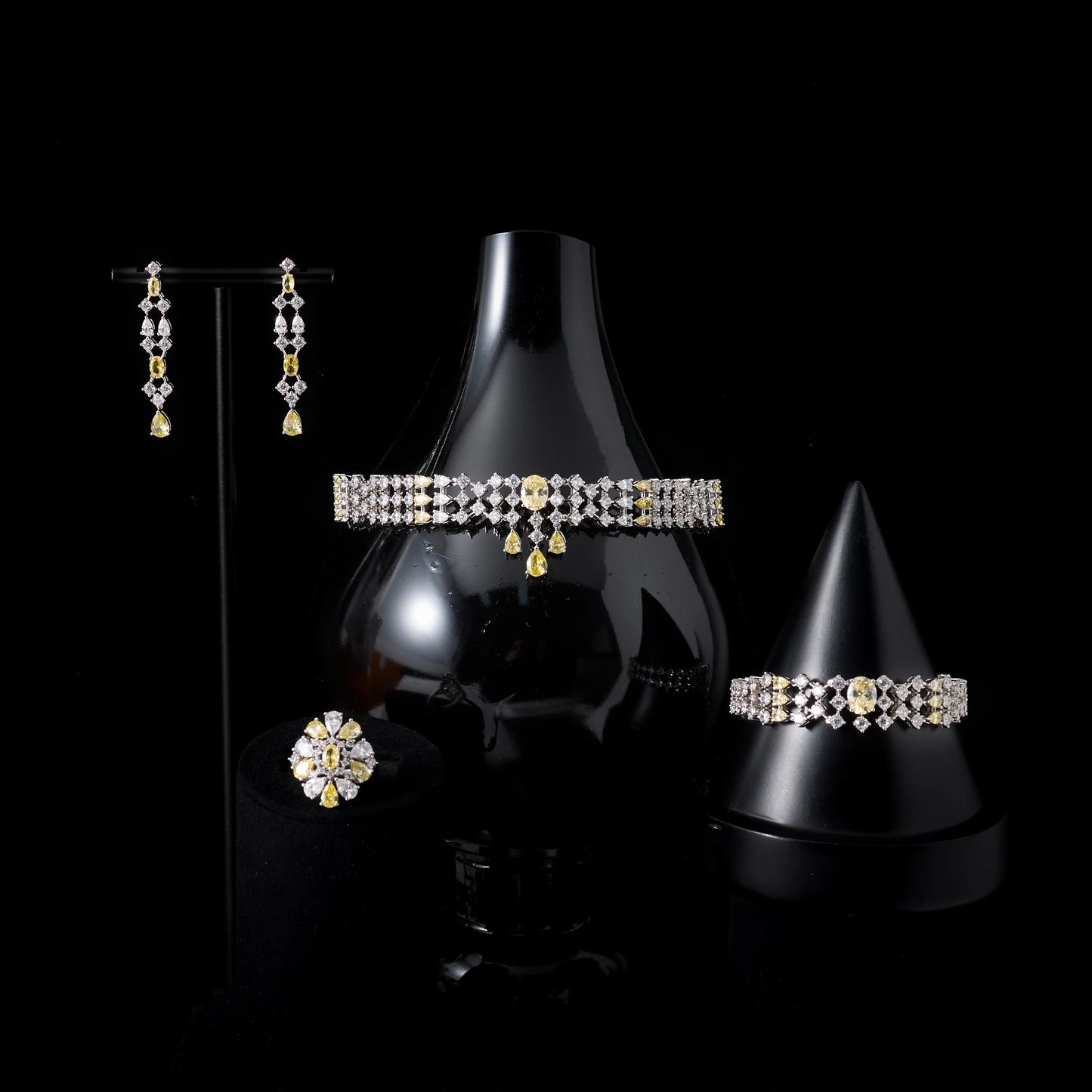 Choker Necklace Sets for Women Cubic Zirconia Bridal Jewellery Set Dubai Saudi Party Engagement Accessory