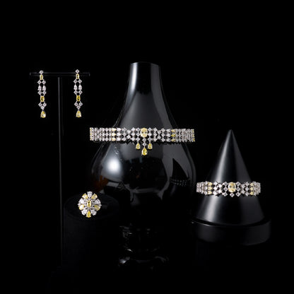 Choker Necklace Sets for Women Cubic Zirconia Bridal Jewellery Set Dubai Saudi Party Engagement Accessory