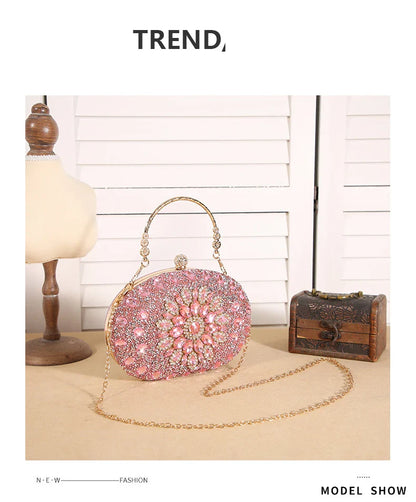 Cross-border explosive sunflower dinner bag Fashion banquet clutch bag Dress evening bag Diamond set bag European and American p