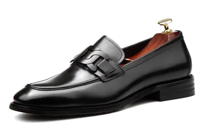 Metal Buckle Leather Shoes For Men Luxury Slip-on Genuine Leather Business Formal Shoes Groom Wedding Shoes