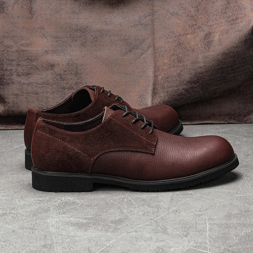 Genuine Leather Men Derby Shoes Ultralight Comfortable fashion Men Casual shoes Black Men Leather Shoes #KD6675