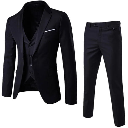Men's 3 Piece Suit Notch Lapel Business Casual Wedding Groom Formal Wear Summer