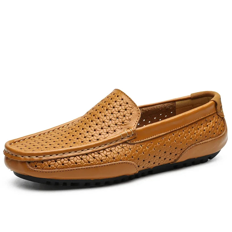 Summer Luxury Brand Men Casual Shoes Soft Genuine Leather Mens Loafers Moccasins Italian Designer Breathable Slip on Boat Shoes