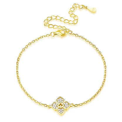 1mm Flowers Moissanite Bracelets for Women 14-20cm Size Adjustable Chain Classic 925 Sterling Silver Jewelry Plated 18K