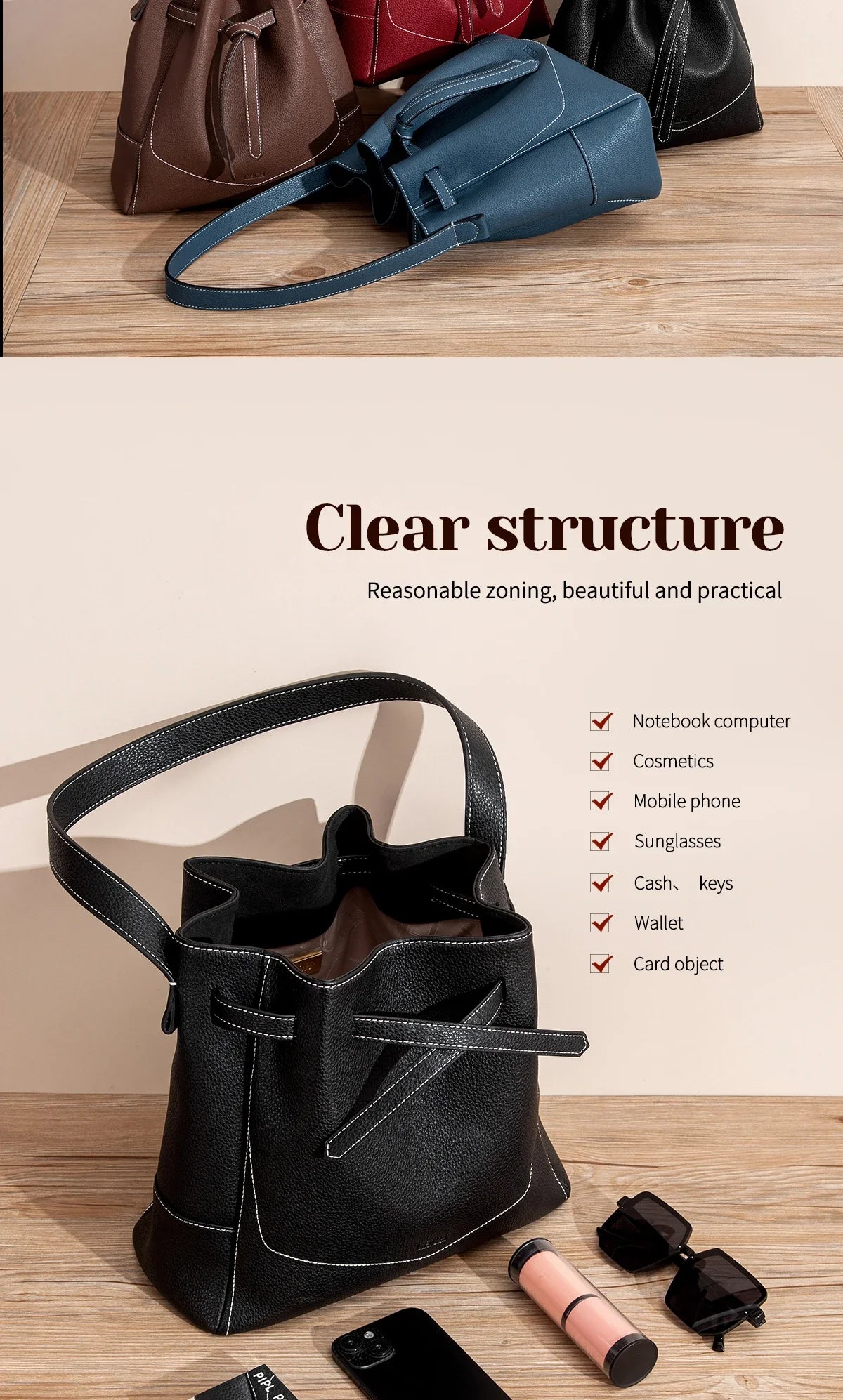 Woman Drawstring Bag Blue Spring Simple Black Casual Women's Bags Mommy Shopping Girl