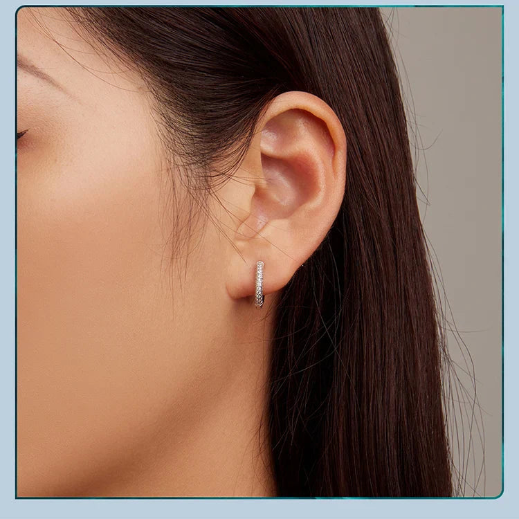 925 Sterling Silver European Simple CZ Ear Buckles Heart Hoop Earrings for Women Wedding Gift Minimalism Jewelry E737