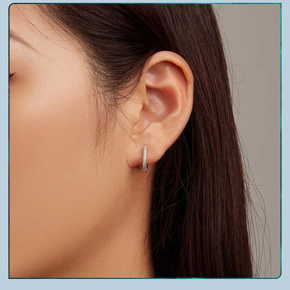 925 Sterling Silver European Simple CZ Ear Buckles Heart Hoop Earrings for Women Wedding Gift Minimalism Jewelry E737