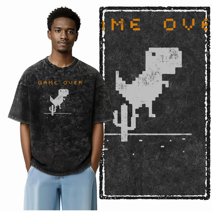 THEME Printed Cotton Acid Washed Exclusive Graphic Unisex T Shirt Cool Streetwear Men Tshirts Big Size Tee for men
