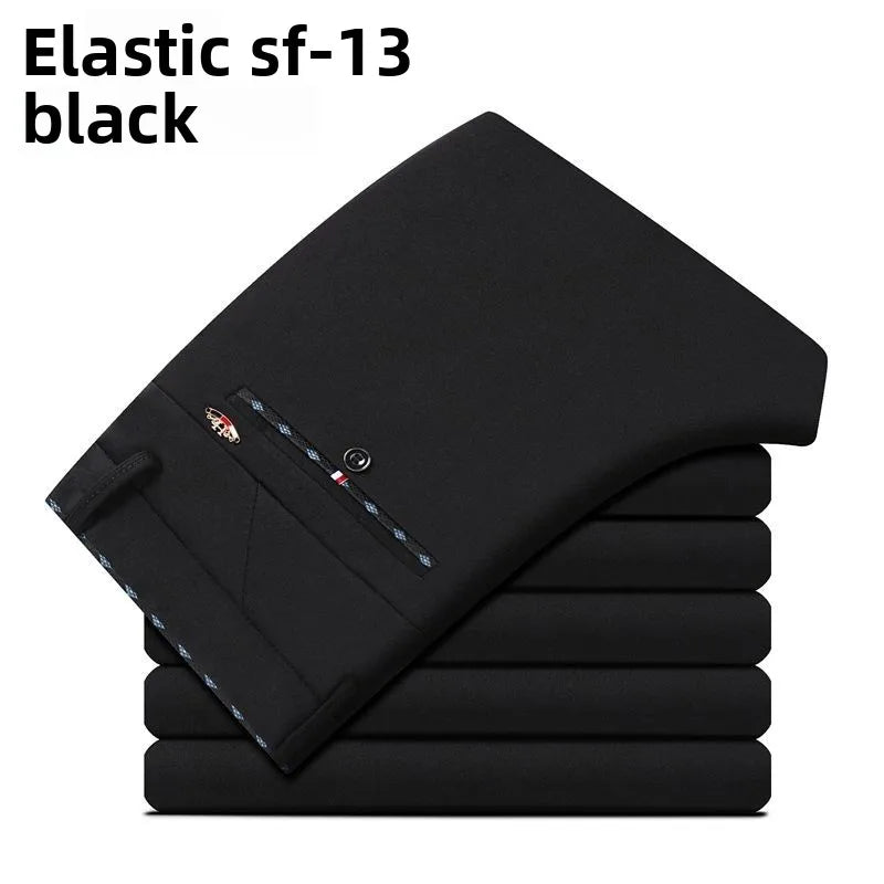 Men's Stretch Dress Pants Wrinkle Free, Slim Fit Business Trousers for Office, Spring Summer Lightweight Chino Slacks Black Blue