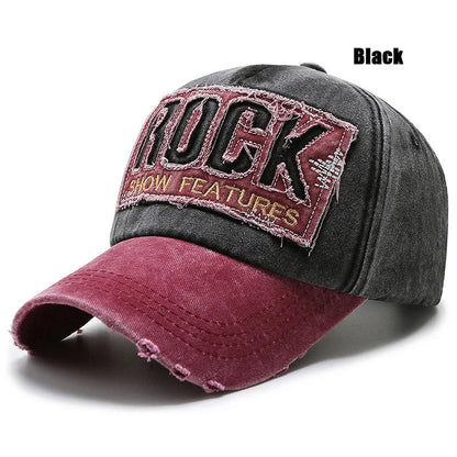 Letters Embroidered Patch Ripped Brushed Washed Distressed Design Style Unisex Cotton Adjustable Baseball Cap