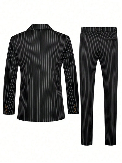 High-quality European and American Men's Clothing, Formal Suits with Stripes, Trousers for Business, Formal Dinners, Weddings