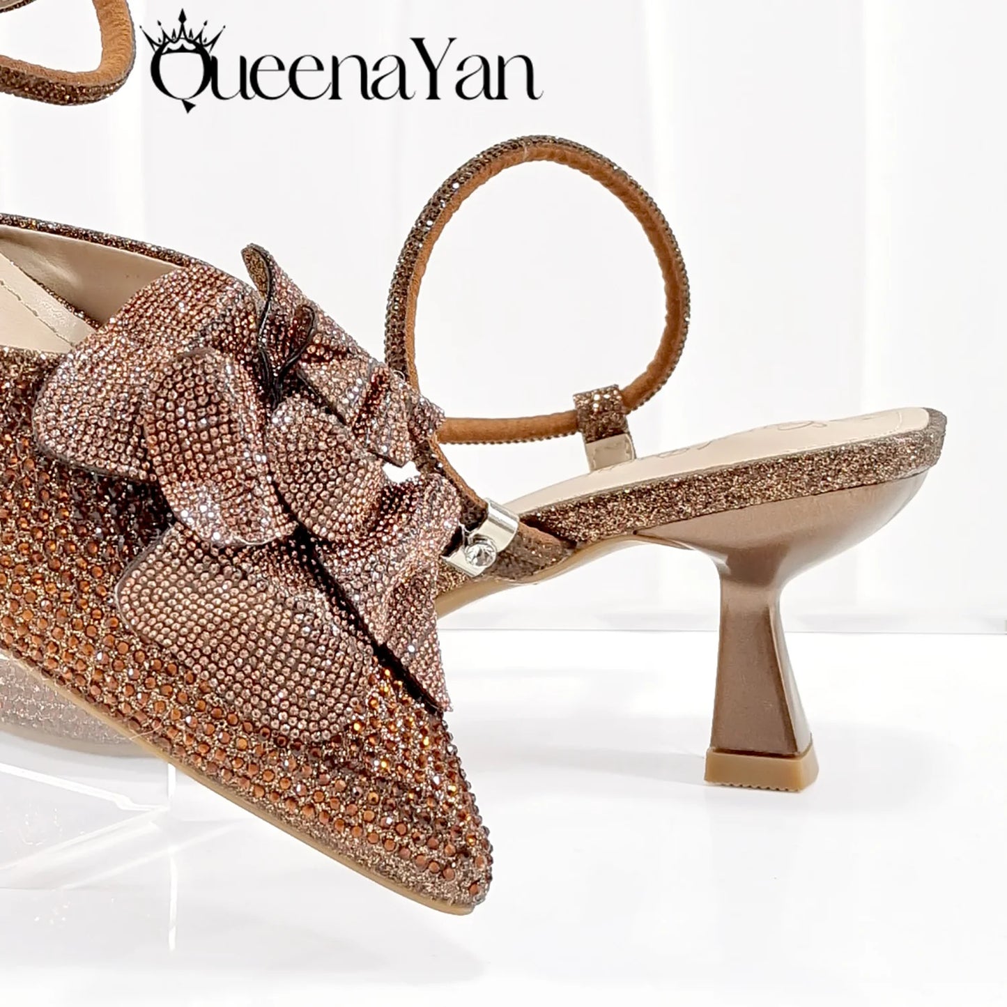 Large Flower Design Shoes & Bag Nigerian Coffee Color Women's Stiletto Shoes For Special Good Time INS Style