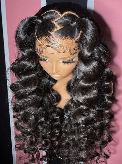 13x6 HD Lace Loose Deep Wave Frontal Wigs 40 42 Inch Deep Curly Lace Front Human Hair Wigs Preplucked Glueless Wig Human Hair