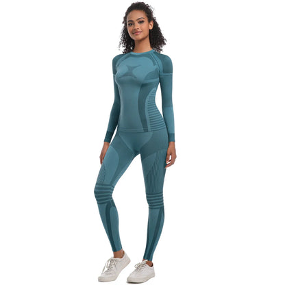 Women Skiwear Set Yoga Set Skiing Underwear Fitness Workout Thermal Gym Ski Snowboarding Running Yoga Exercise Suit Long Johns