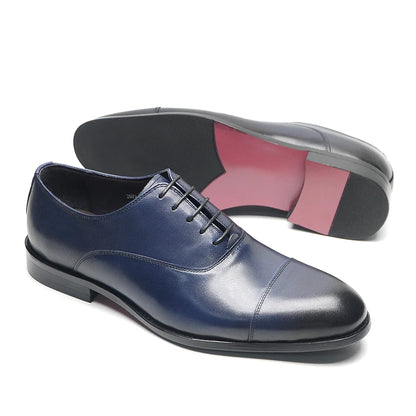 Genuine Leather Handmade Men's Oxford Dress Shoes Cap Toe Lace-Up Classic Business Office Shoe Wedding Party Formal Shoes Man