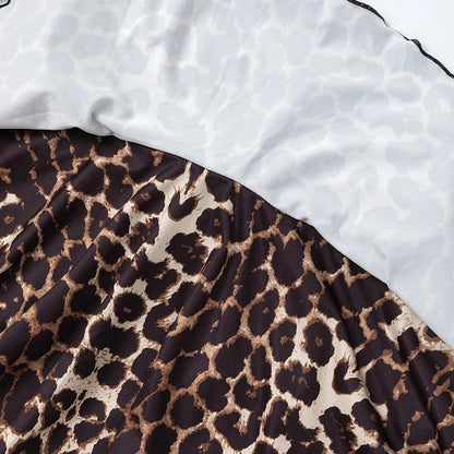 Summer New Style Elegant And Simple Floral Leopard Print Skirt Women's Fashion Ruffle Side Fake Drawstring All-Match Short Skirt