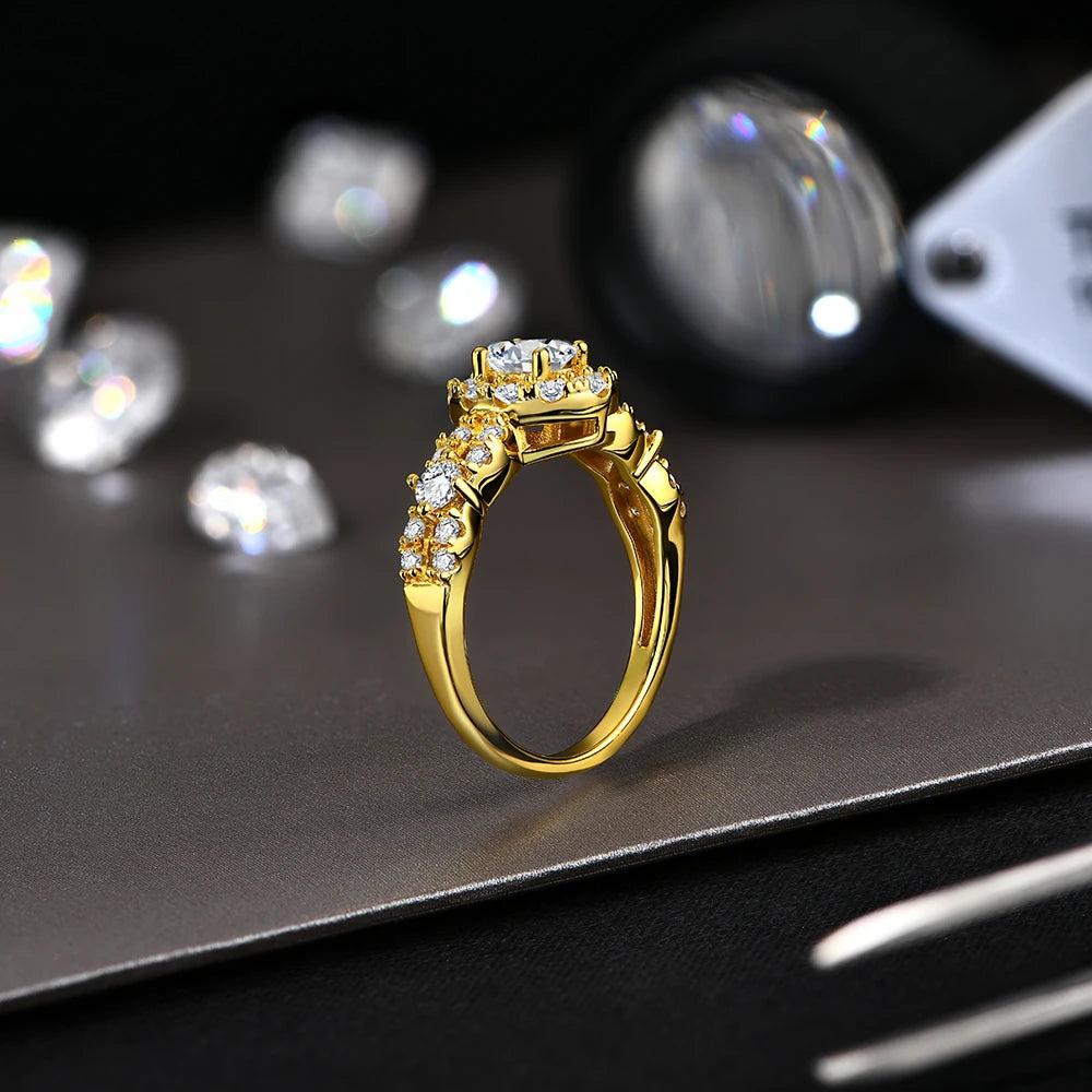 Oval Cut 1.5ct Moissanite Rings for Women A Half Diamond Band S925 Sterling Silver Engagement Party Gift Passed Tester