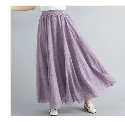 Fashion Cotton Linen Clothes Women Skirts Maxi Y2k Elegant Beach Saia Ropa Mujer Casual Vestido Boho Long Skirt Faldas Harajuku