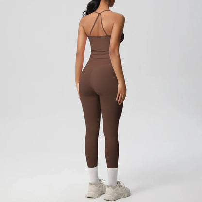 2PCS Yoga Set Nude Feeling Workout Sets Women Tracksuit Gym Push Up Fitness Running Workout Sportwear Sport Bra Leggings Suit