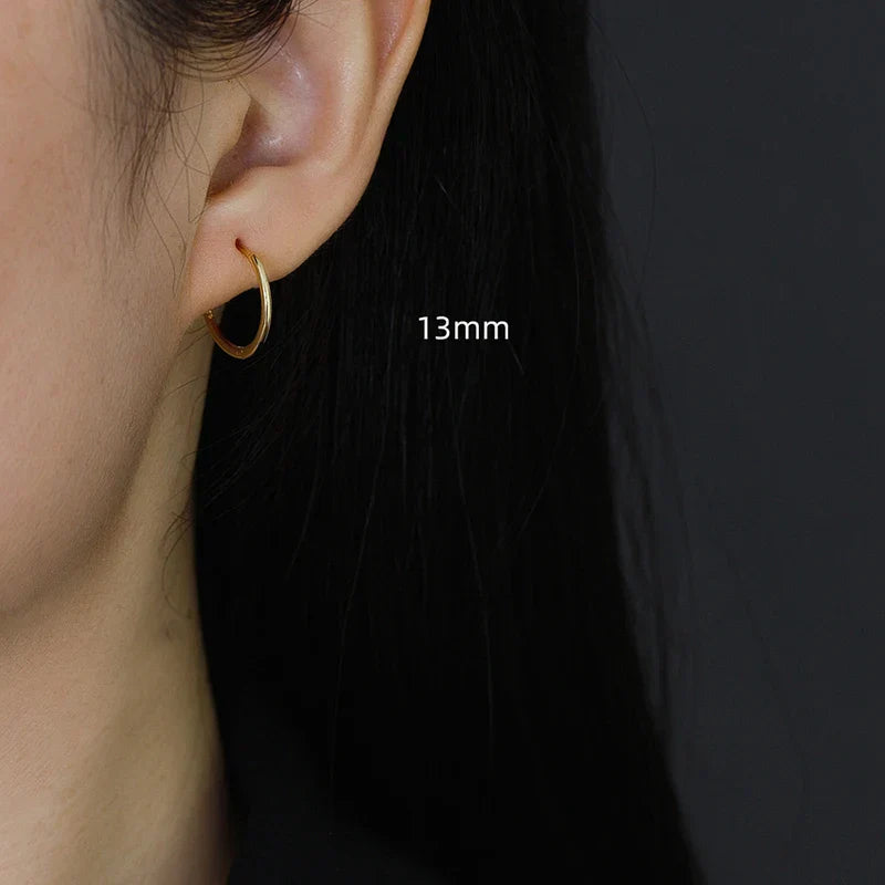 925 Sterling Silver Minimalist Glossy Circle Hoop Earrings for Women Fashion Simple Ear Bone Piercing Jewelry Accessories