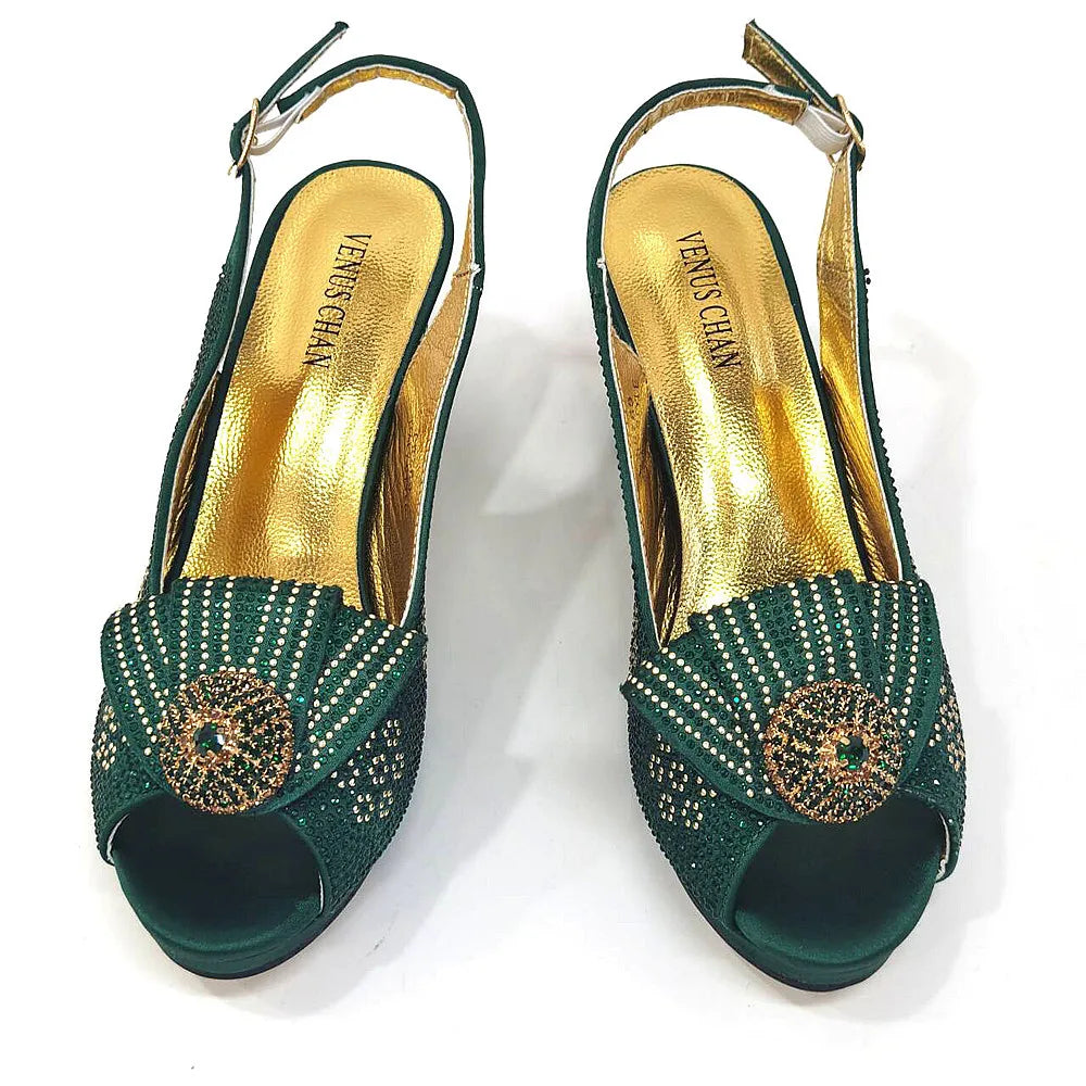 Italian Shoes And Bag Sets For Evening Party With Stones Italian Satin cloth  Rhinestone bow Handbags Match Bags