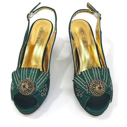 Italian Shoes And Bag Sets For Evening Party With Stones Italian Satin cloth  Rhinestone bow Handbags Match Bags